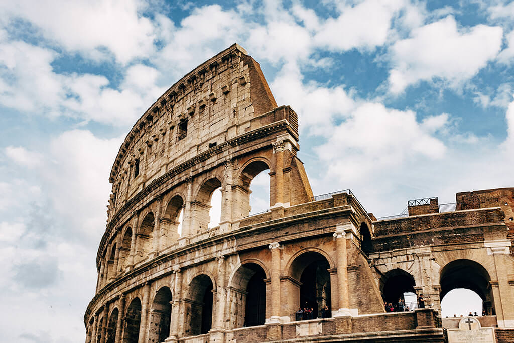 The Colosseum in the center of the city of Rome, Italy.